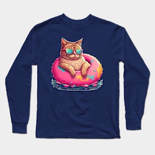 Cool Chonk at the Pool Party Long Sleeve T-Shirt